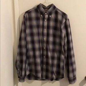 Plaid Long Sleeve Button Down Collar Shirt